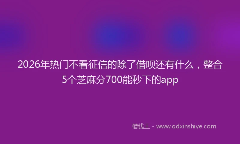 2026年热门不看征信的除了借呗还有什么，整合5个芝麻分700能秒下的app