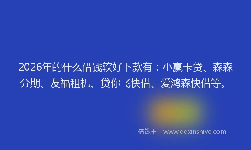 2026年的什么借钱软好下款有：小赢卡贷、森森分期、友福租机、贷你飞快借、爱鸿森快借等。