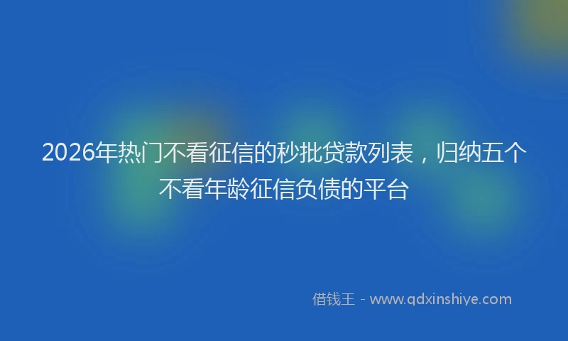 2026年热门不看征信的秒批贷款列表，归纳五个不看年龄征信负债的平台