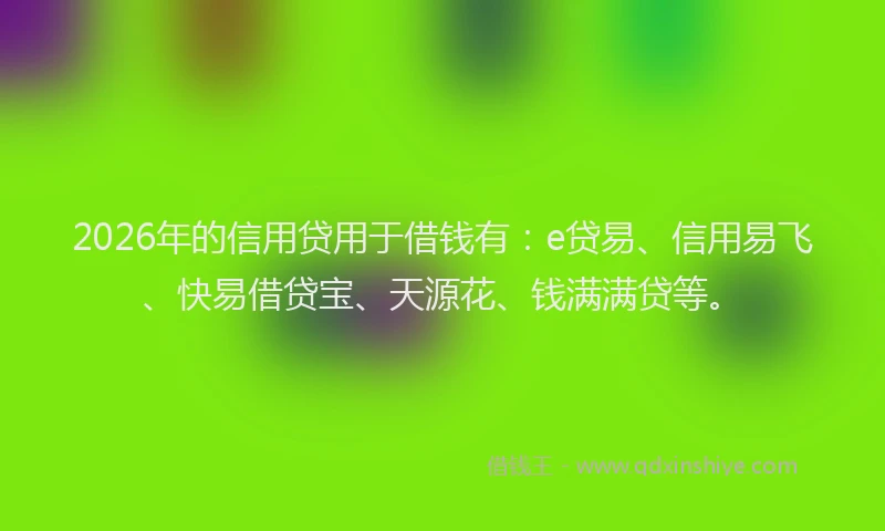 2026年的信用贷用于借钱有：e贷易、信用易飞、快易借贷宝、天源花、钱满满贷等。