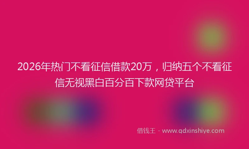 2026年热门不看征信借款20万，归纳五个不看征信无视黑白百分百下款网贷平台