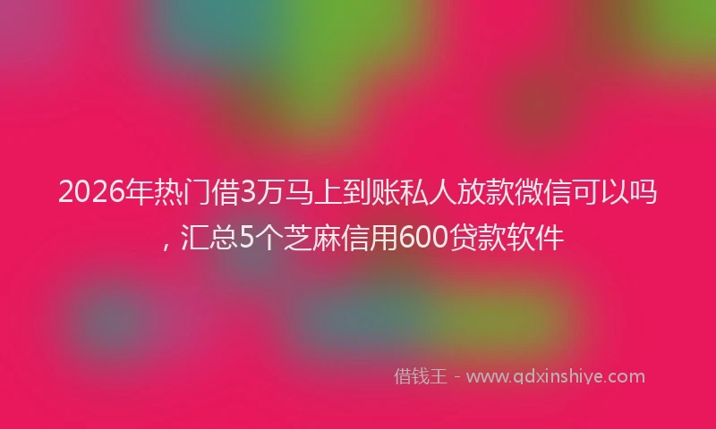 2026年热门借3万马上到账私人放款微信可以吗，汇总5个芝麻信用600贷款软件