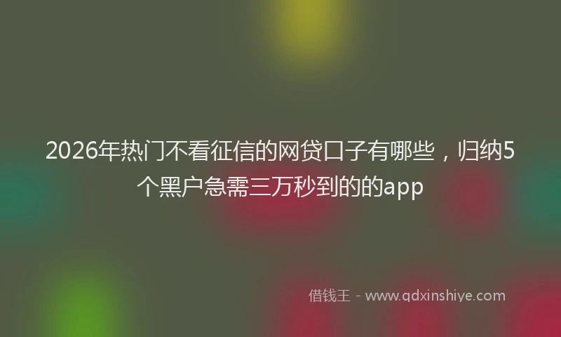2026年热门不看征信的网贷口子有哪些，归纳5个黑户急需三万秒到的的app