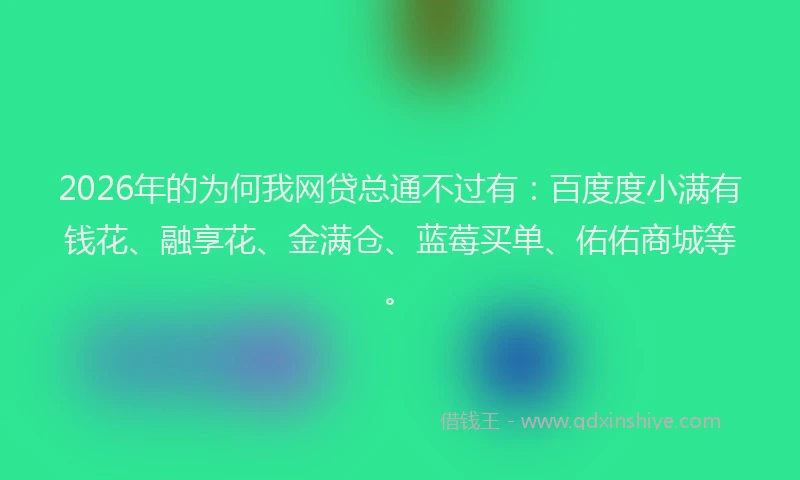 2026年的为何我网贷总通不过有：百度度小满有钱花、融享花、金满仓、蓝莓买单、佑佑商城等。