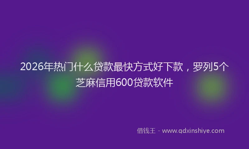 2026年热门什么贷款最快方式好下款，罗列5个芝麻信用600贷款软件