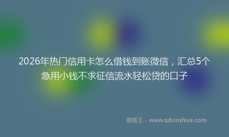 2026年热门信用卡怎么借钱到账微信，汇总5个急用小钱不求征信流水轻松贷的口子