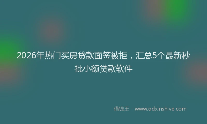 2026年热门买房贷款面签被拒，汇总5个最新秒批小额贷款软件