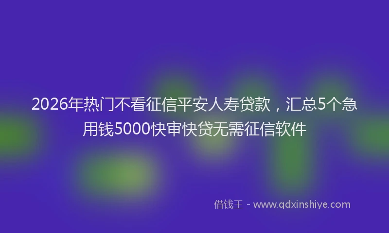 2026年热门不看征信平安人寿贷款，汇总5个急用钱5000快审快贷无需征信软件