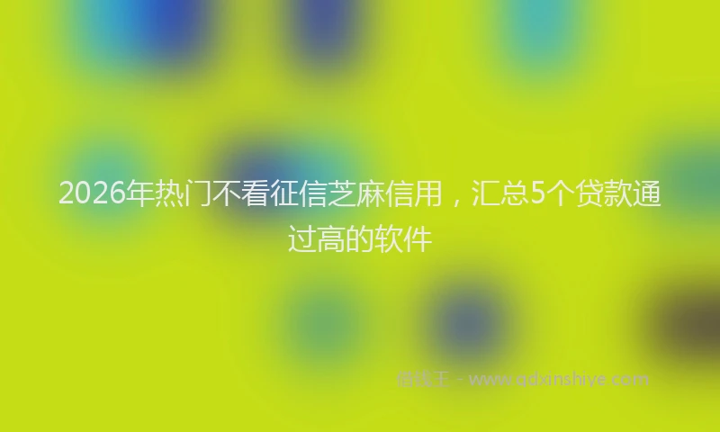 2026年热门不看征信芝麻信用，汇总5个贷款通过高的软件