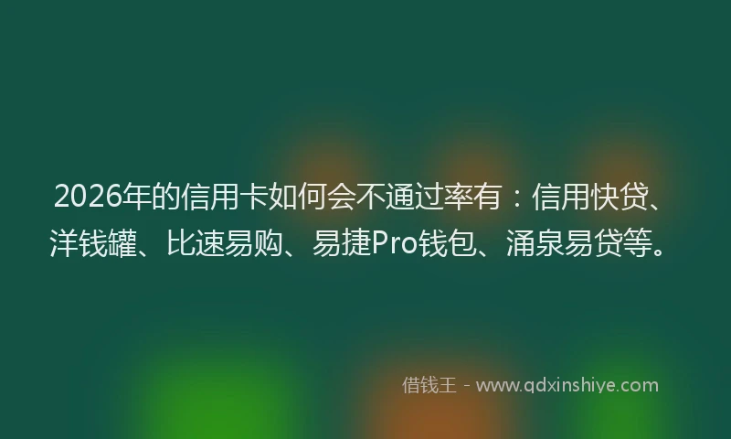 2026年的信用卡如何会不通过率有：信用快贷、洋钱罐、比速易购、易捷Pro钱包、涌泉易贷等。