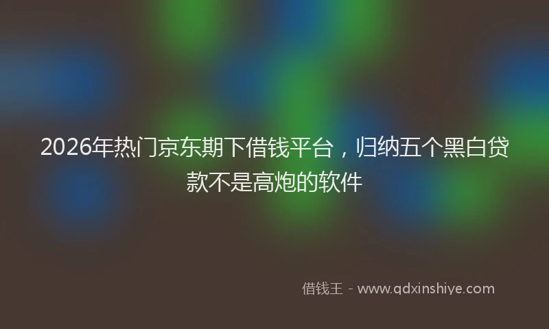 2026年热门京东期下借钱平台，归纳五个黑白贷款不是高炮的软件