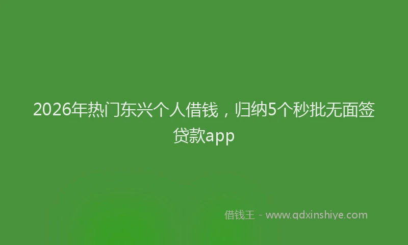 2026年热门东兴个人借钱，归纳5个秒批无面签贷款app