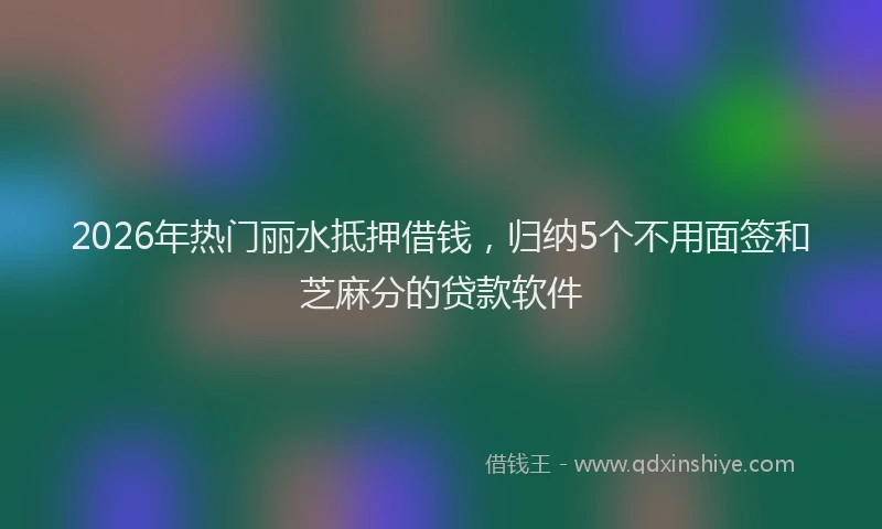 2026年热门丽水抵押借钱，归纳5个不用面签和芝麻分的贷款软件