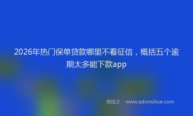 2026年热门保单贷款哪里不看征信，概括五个逾期太多能下款app