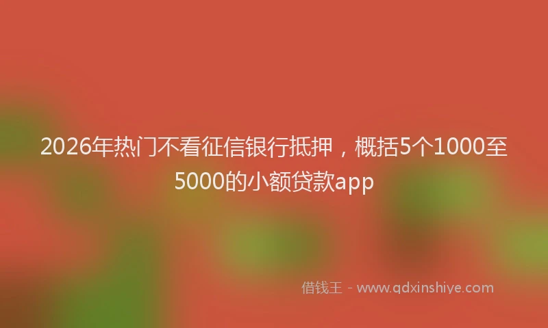 2026年热门不看征信银行抵押，概括5个1000至5000的小额贷款app