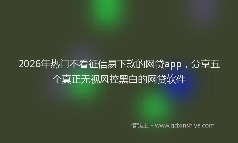 2026年热门不看征信易下款的网贷app，分享五个真正无视风控黑白的网贷软件
