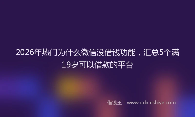 2026年热门为什么微信没借钱功能，汇总5个满19岁可以借款的平台