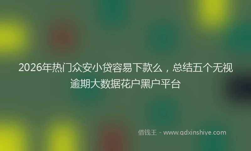 2026年热门众安小贷容易下款么，总结五个无视逾期大数据花户黑户平台