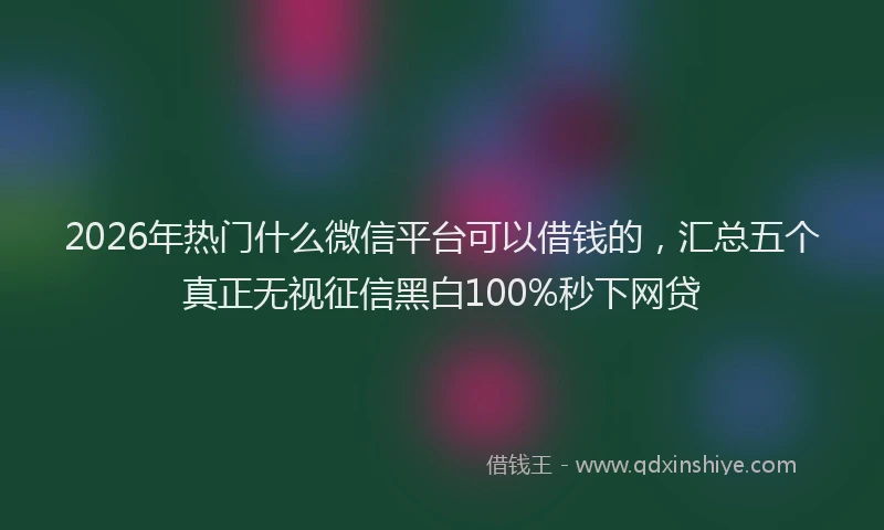 2026年热门什么微信平台可以借钱的，汇总五个真正无视征信黑白100%秒下网贷