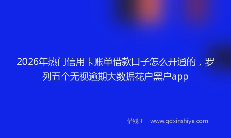2026年热门信用卡账单借款口子怎么开通的，罗列五个无视逾期大数据花户黑户app
