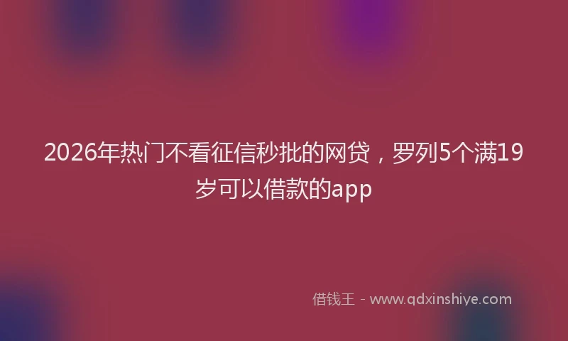 2026年热门不看征信秒批的网贷，罗列5个满19岁可以借款的app