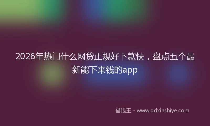 2026年热门什么网贷正规好下款快，盘点五个最新能下来钱的app