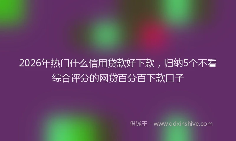 2026年热门什么信用贷款好下款，归纳5个不看综合评分的网贷百分百下款口子
