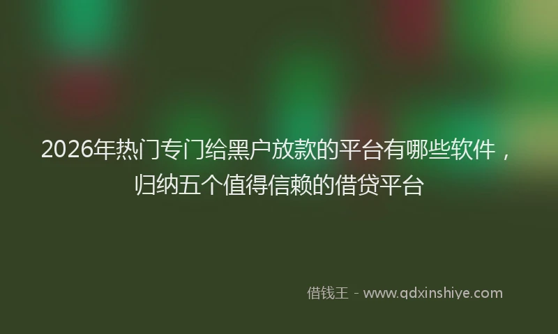 2026年热门专门给黑户放款的平台有哪些软件，归纳五个值得信赖的借贷平台