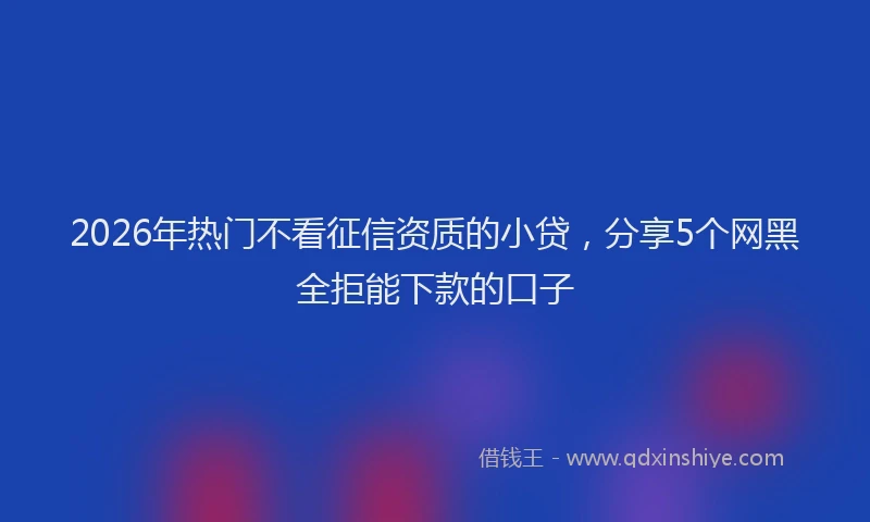 2026年热门不看征信资质的小贷，分享5个网黑全拒能下款的口子