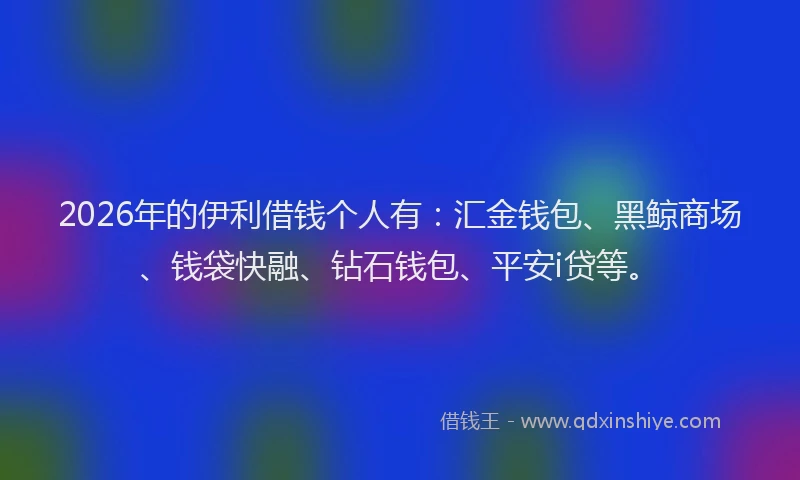 2026年的伊利借钱个人有：汇金钱包、黑鲸商场、钱袋快融、钻石钱包、平安i贷等。