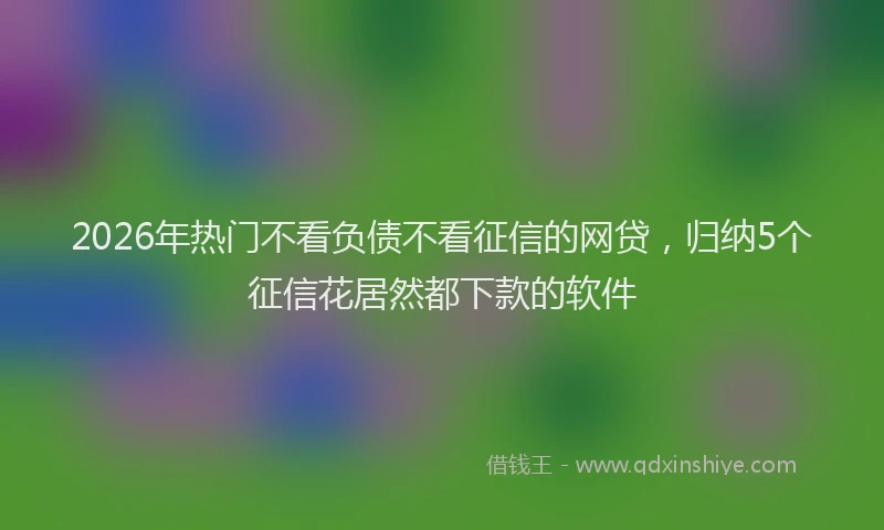 2026年热门不看负债不看征信的网贷，归纳5个征信花居然都下款的软件