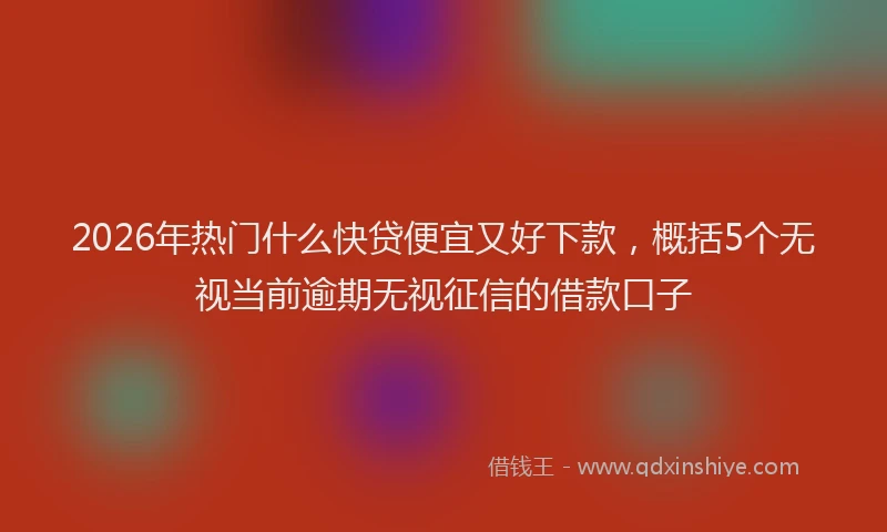 2026年热门什么快贷便宜又好下款，概括5个无视当前逾期无视征信的借款口子