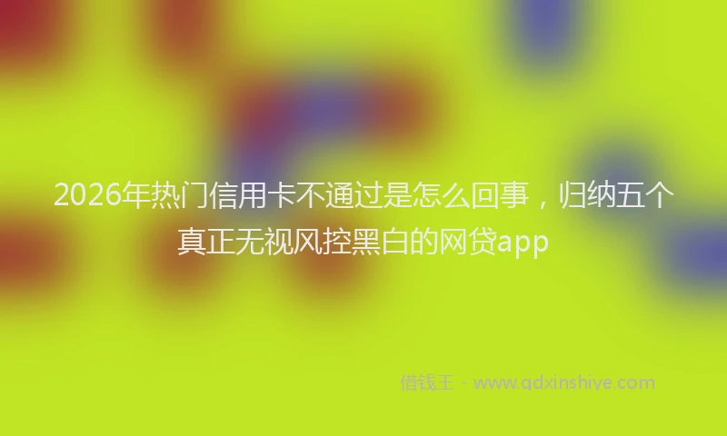 2026年热门信用卡不通过是怎么回事，归纳五个真正无视风控黑白的网贷app