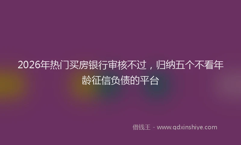 2026年热门买房银行审核不过，归纳五个不看年龄征信负债的平台