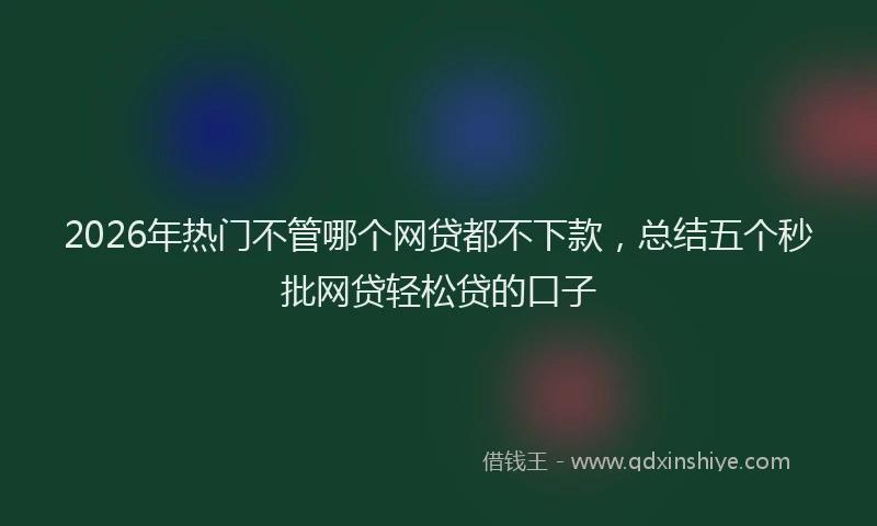 2026年热门不管哪个网贷都不下款，总结五个秒批网贷轻松贷的口子