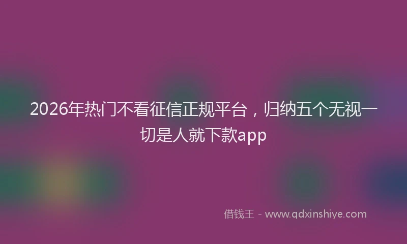 2026年热门不看征信正规平台，归纳五个无视一切是人就下款app