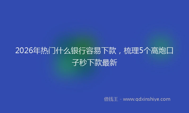 2026年热门什么银行容易下款，梳理5个高炮口子秒下款最新