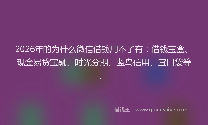 2026年的为什么微信借钱用不了有：借钱宝盒、现金易贷宝融、时光分期、蓝鸟信用、宜口袋等。