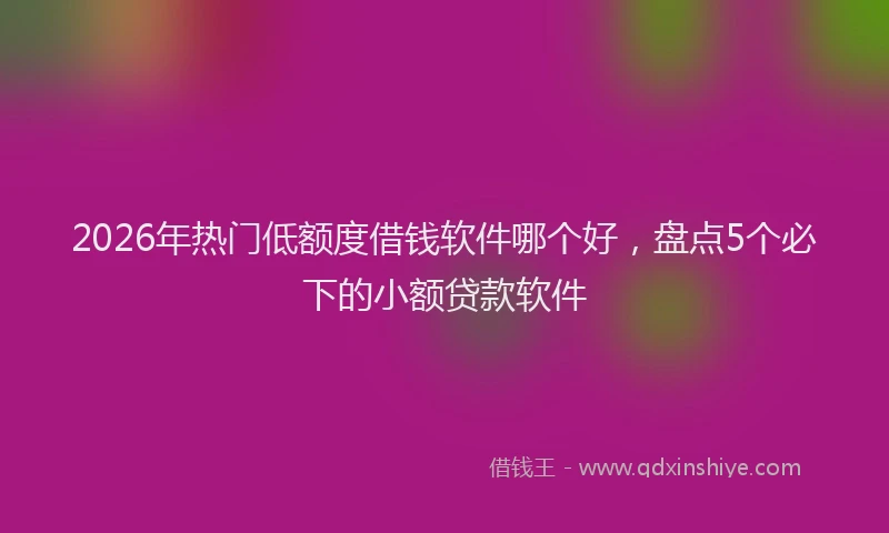 2026年热门低额度借钱软件哪个好，盘点5个必下的小额贷款软件