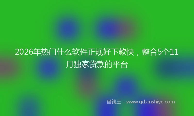 2026年热门什么软件正规好下款快，整合5个11月独家贷款的平台
