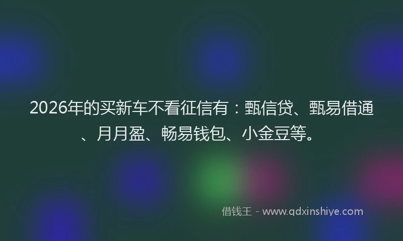 2026年的买新车不看征信有：甄信贷、甄易借通、月月盈、畅易钱包、小金豆等。