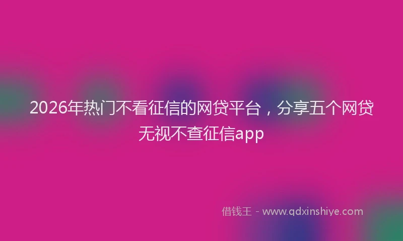 2026年热门不看征信的网贷平台，分享五个网贷无视不查征信app