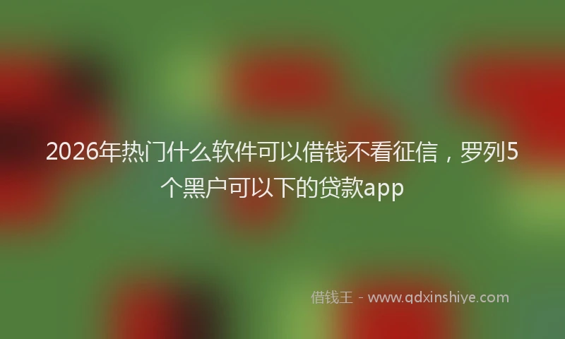 2026年热门什么软件可以借钱不看征信，罗列5个黑户可以下的贷款app