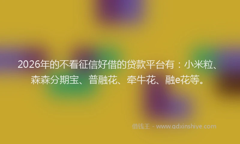 2026年的不看征信好借的贷款平台有：小米粒、森森分期宝、普融花、牵牛花、融e花等。