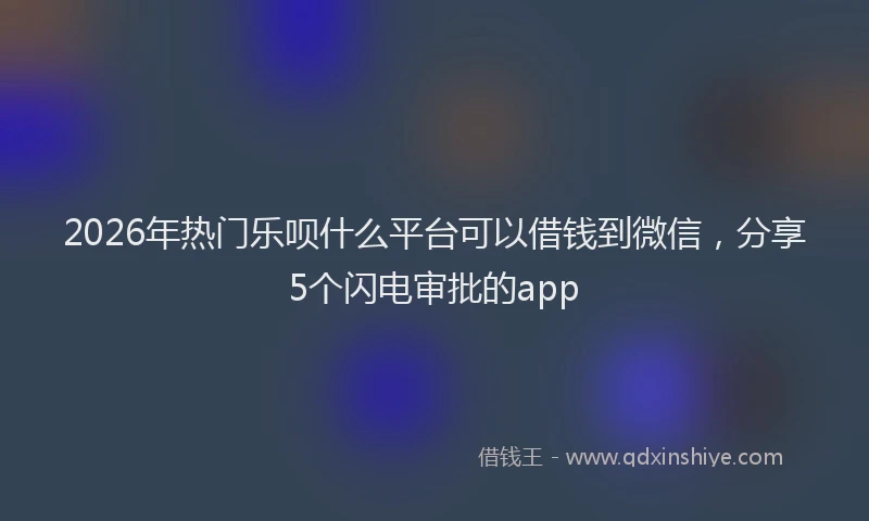 2026年热门乐呗什么平台可以借钱到微信，分享5个闪电审批的app