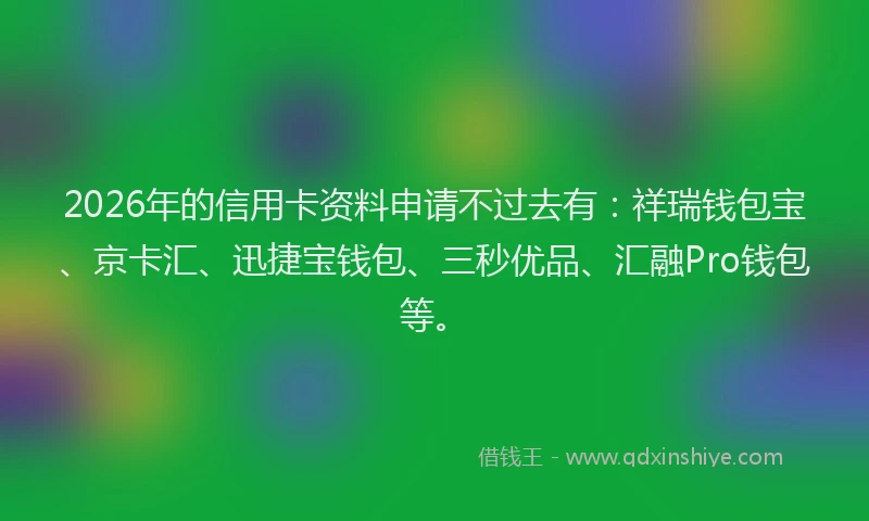 2026年的信用卡资料申请不过去有：祥瑞钱包宝、京卡汇、迅捷宝钱包、三秒优品、汇融Pro钱包等。