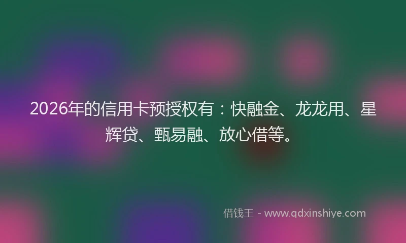 2026年的信用卡预授权有：快融金、龙龙用、星辉贷、甄易融、放心借等。