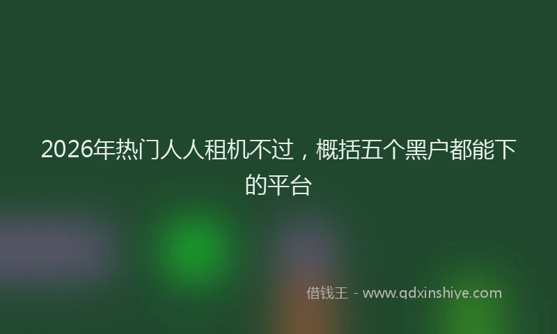 2026年热门人人租机不过，概括五个黑户都能下的平台