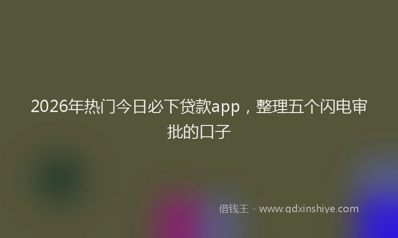 2026年热门今日必下贷款app，整理五个闪电审批的口子