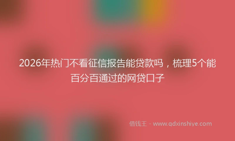 2026年热门不看征信报告能贷款吗，梳理5个能百分百通过的网贷口子